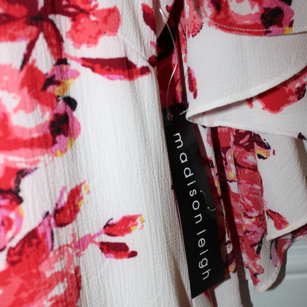 Madison Leigh Ivory and Coral Floral Dress Women's Size 10 New with Tags - Picture 4 of 7